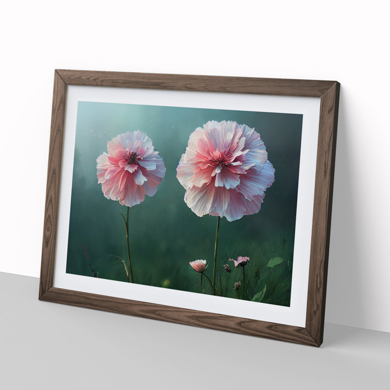 Beauteous Carnation Flowers - Framed Print, 25cm H x 34cm W x 2cm D, Walnut
