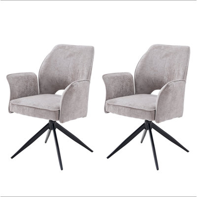Fabric dining chair set of 2 modern soft cushioned rotating dining chairs, comfortable backrest armchair, kitchen/living room/home office wheelchair