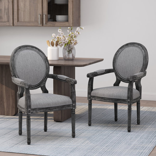 Dawna King Louis Back Side Chair (Set of 2) Beachcrest Home Upholstery Color: Black