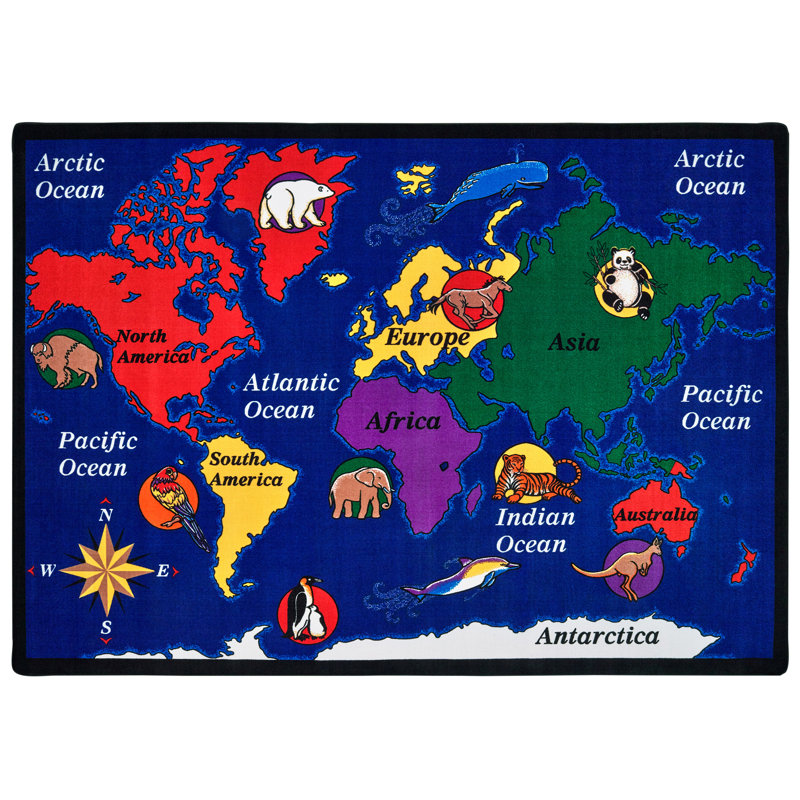 Tapis bleu touffeté de qualité supérieure World Explorer, Rectangle 5 pi 10 po x 8 pi 4 po