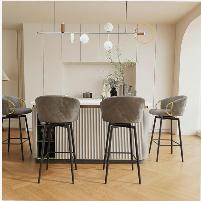 Dining chair set of 4, modern style 360° swivel bar chair, simple design, high seat comfort, flexible dining chair set suitable for bars, restaurants