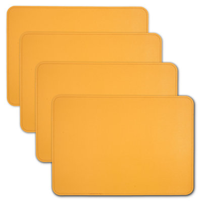 Reversible Faux Leather 17”x12” Rectangular Placemats Set of 4