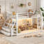 Lit superposé simple au-dessus de simple avec tablettes et tiroirs de rangement, lit superposé en métal avec lumières DEL pour adolescents, pas besoin de sommier tapissier. Blanc-1749658026