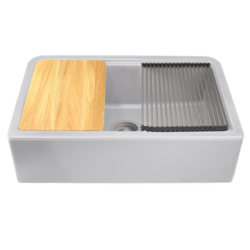Farmhouse Apron 32.75'' L Single Basin Kitchen Sink, Gray