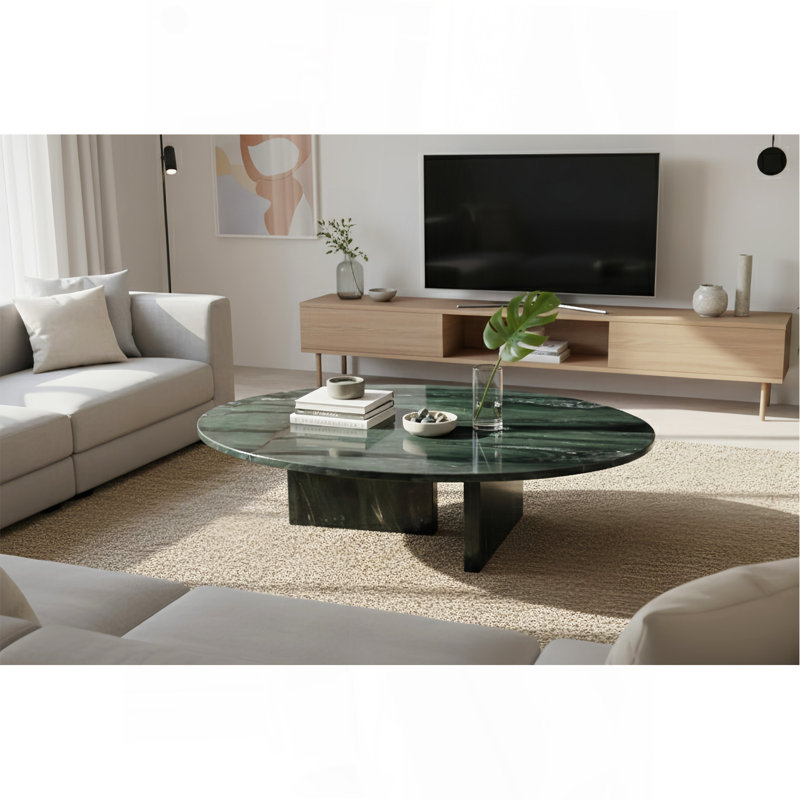 Table basse en marbre naturel vert, table de salon, pierre naturelle, 90,4 x 9,8 pouces / 90 x 25 cm, marbre véritable, marbre véritable