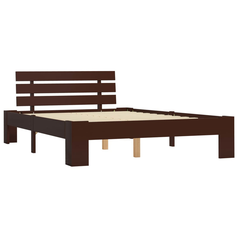 vidaXL Bed Frame Solid Pine Wood, Dark Brown, 120 x 200 cm