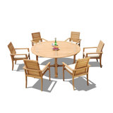 Algrave Round 6 - Person Long Teak Dining Set