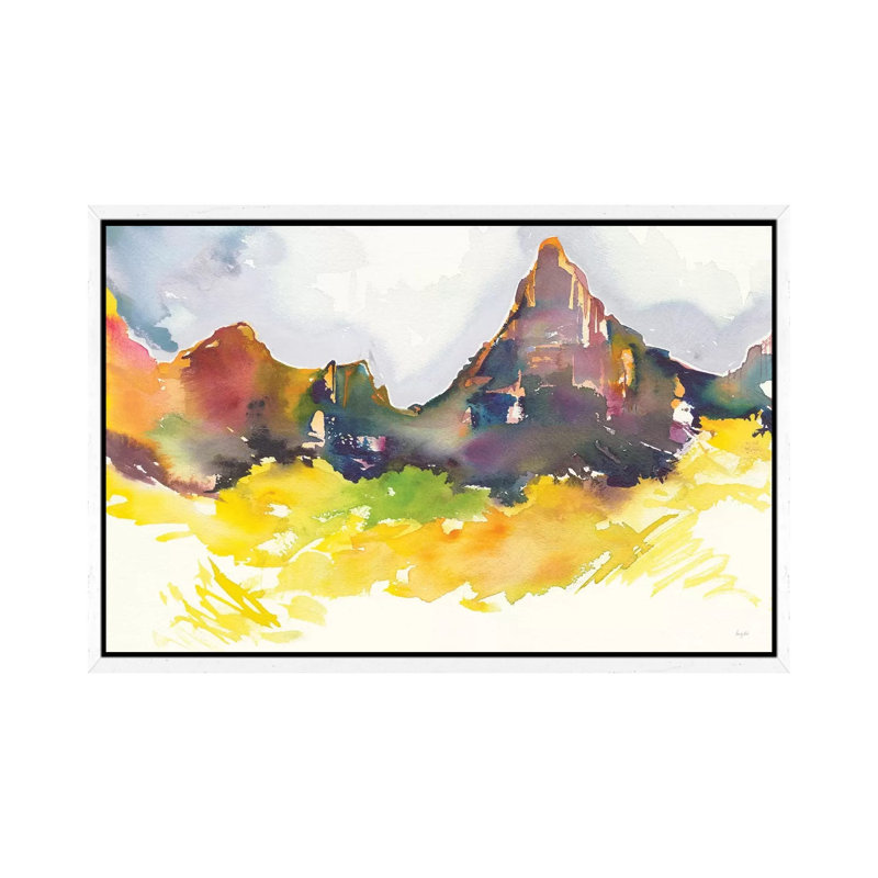 Western Slope by Kristy Rice - Painting on Canvas, 101.6cm H x 152.4cm W x 3.81cm D, White Framed