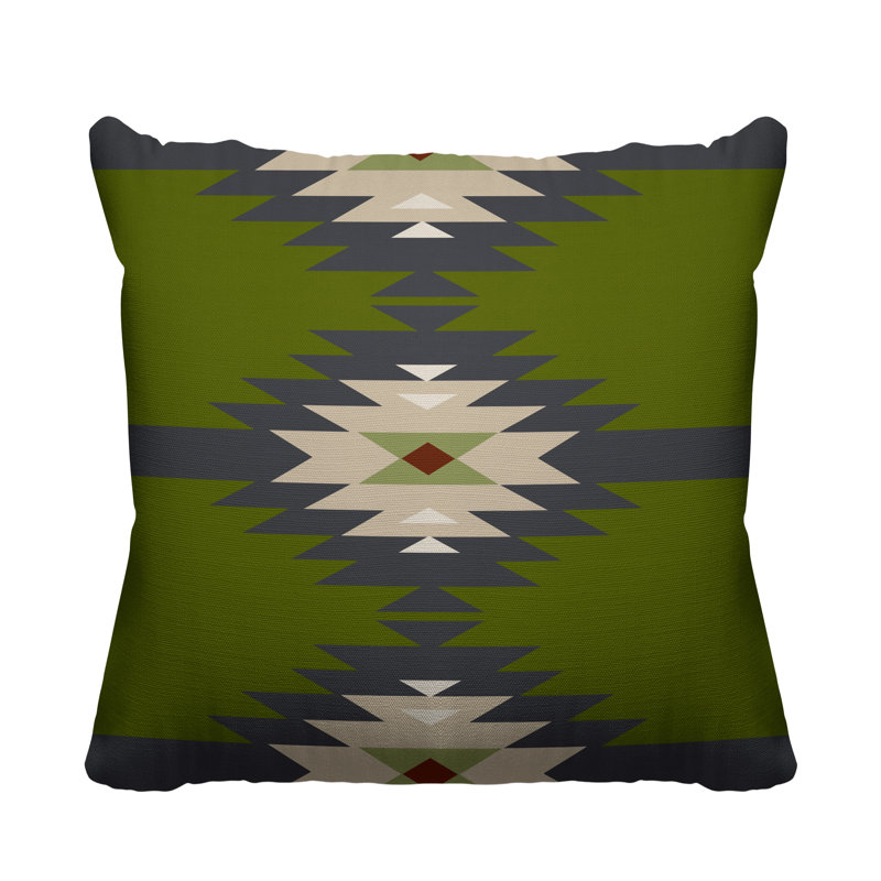 Coussin décoratif intérieur / extérieur Onida Southwestern, L 19 po x H 19 po, Chartreuse