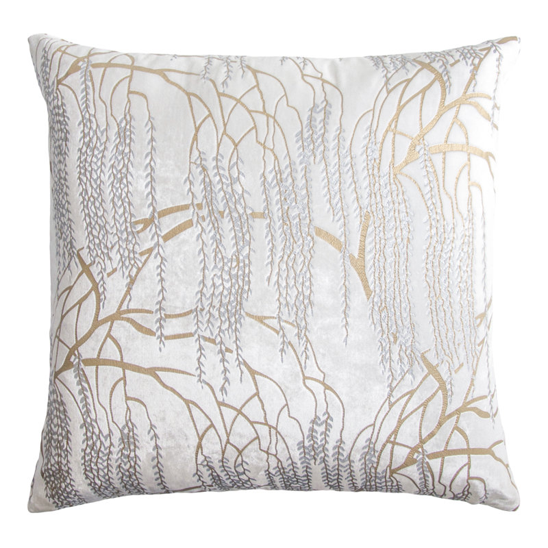 Willow Metallic Square Velvet Pillow Cover & Insert, 20" x 20", Thistle