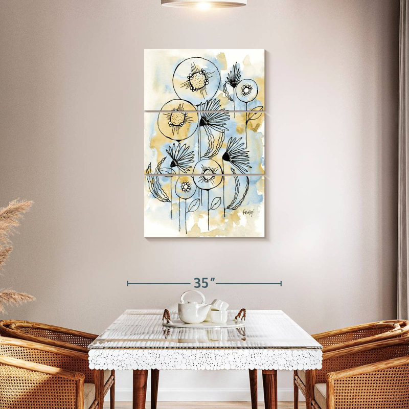 Fleurs jaunes et bleues II, H 45 po x l 28 po
