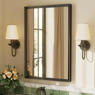 Amara Tempered Glass and Aluminum Alloy Framed French Cleat Mounted Wall Mirror