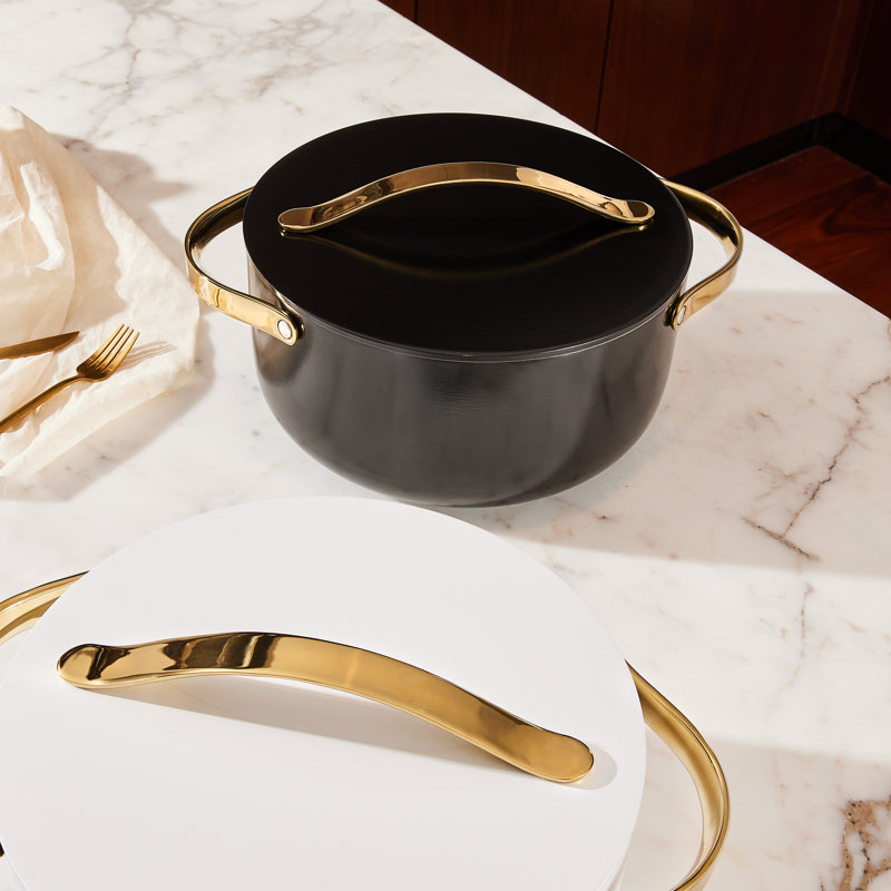 Caraway 6.5qt Iconics Nonstick Ceramic Dutch Oven, Black/Gold, Black/Gold