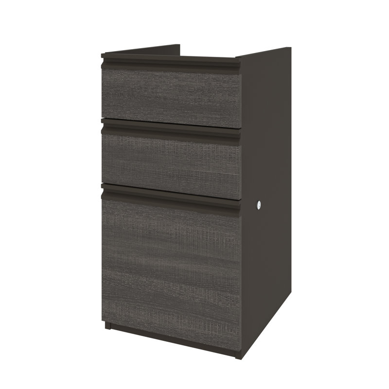 Piédestal de bureau H 29,4 po x l 15,4 po Oriano, Gris écorce / ardoise