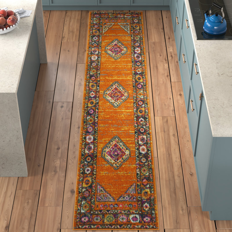 Christa Southwestern Orange/Fuchsia Area Rug, Runner 2'3" x 10'