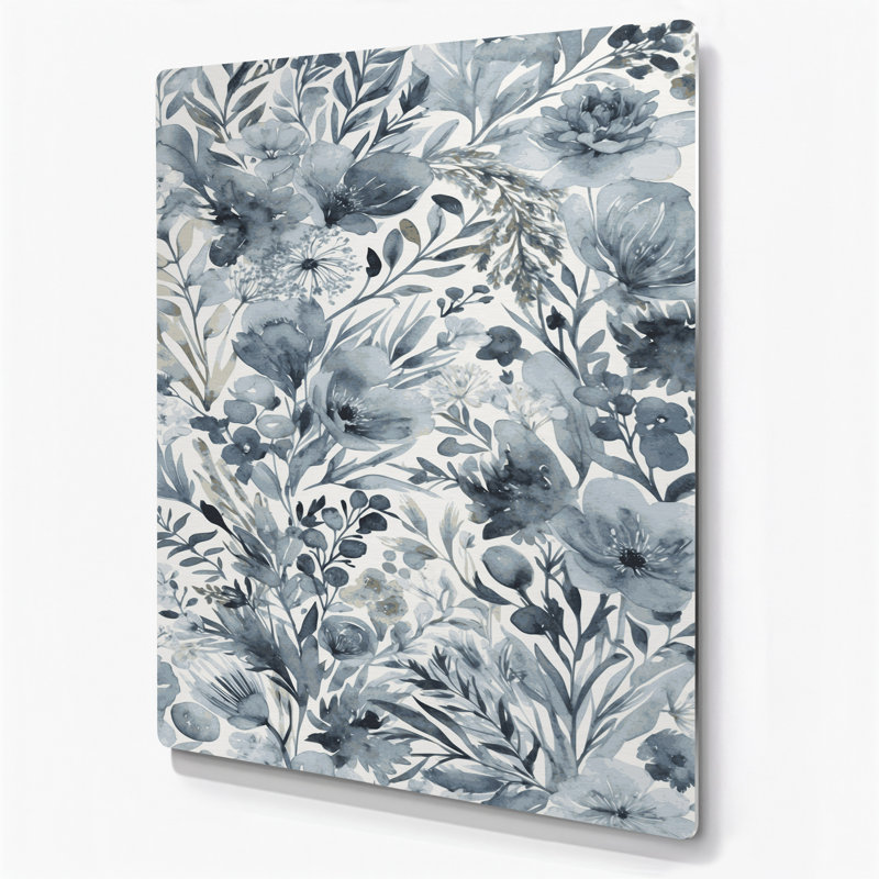 Art mural aquarelle floral bleu 69, 14" H x 11" W