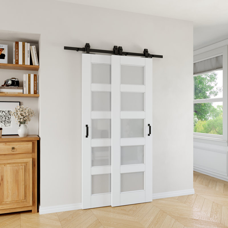Portes doubles de grange coulissantes 40 "x 80" 5-Lite, 40 po x 80 po