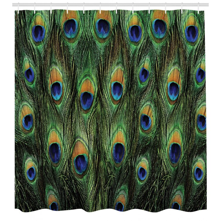 Peacock Shower Curtain Set + Hooks East Urban Home Size: 84 H x 69 W