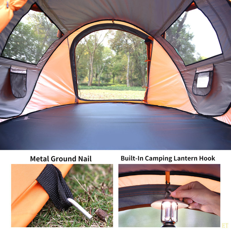 Tente de camping 2 personnes Pop Up, Noir/crème