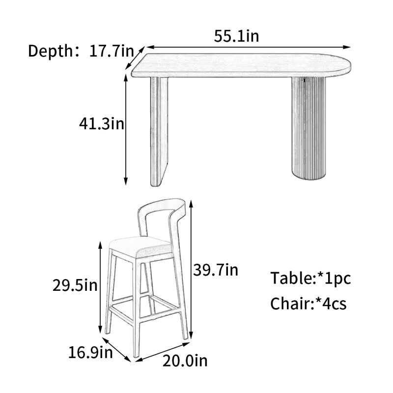 Curlee, 41.3"H x 55.1"L x 17.7"W