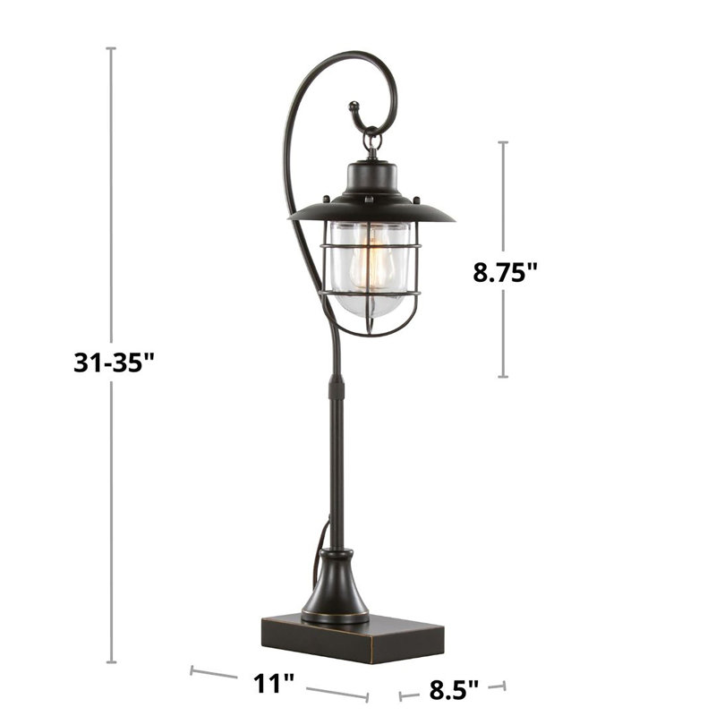 Lampe de travail en métal et en verre 33 po Landen, 11 po x 8,5 po x 35 po, ensemble de 2, Landen