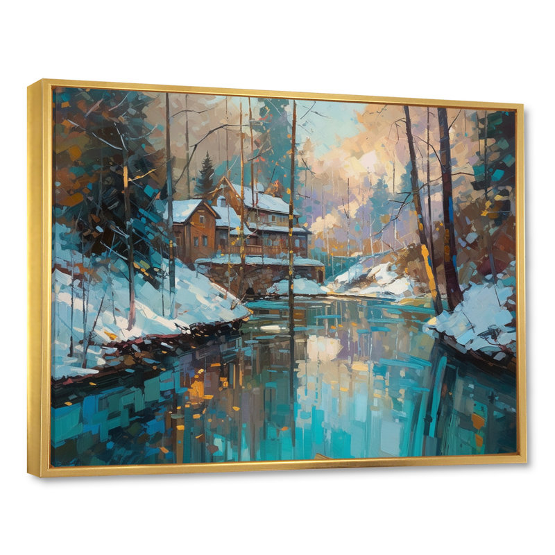 Wintery Forest III - Imprimé, H 12 po x l 20 po x P 1 po, Cadre flottant doré