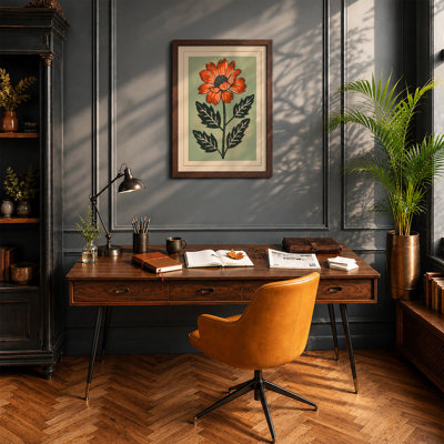 Study in Orange Botanical - Framed Print