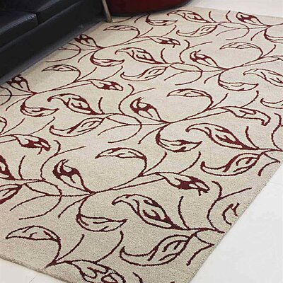 Cohocton HAND TUFTED WOOL ECO-FRIENDLY AREA RUGS, Cream Red Color, Floral Design -  Alcott HillÂ®, 327BC5BFEC464F14A09F47098CBBFC59