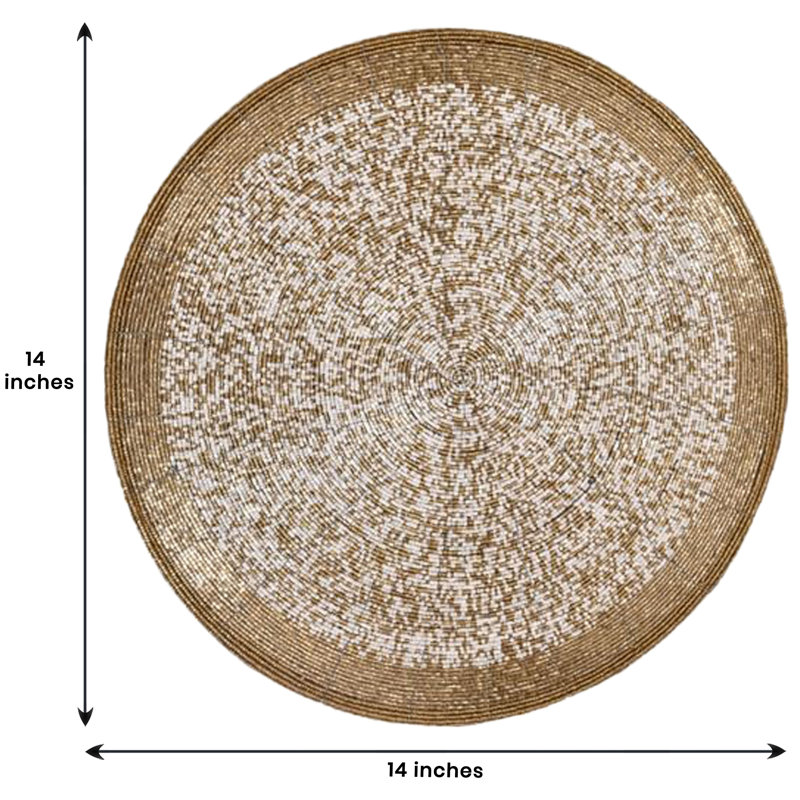 Gold and White Beaded Round Placemats Set of 4