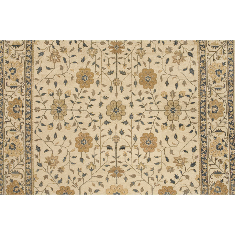 Wool Oriental Area Rug in Blue/Beige/Brown, Rectangle 4' x 6'