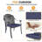 9-Piece Outdoor Dining Set, 81.89"L Oval Table with Umbrella Hole & 8 Stackable Chairs with Blue Cushions-94516821
