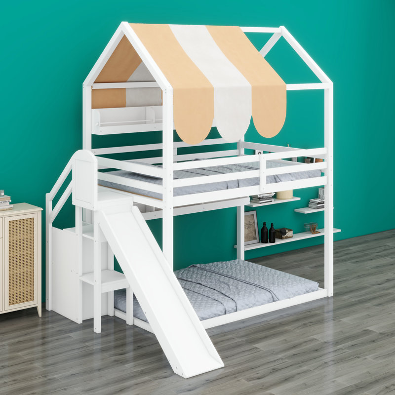 Lit House avec auvent, Blanc