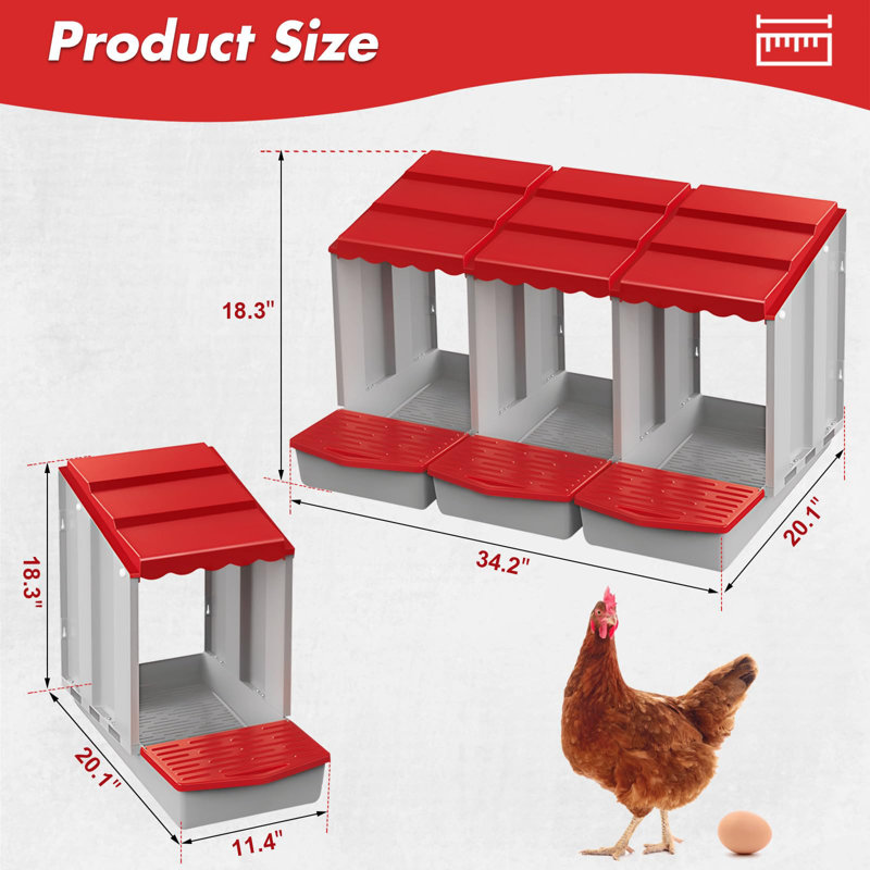 Boîtes de nidification pour poulets, boîte de nidification 3/4/5 trous pour poulailler, boîtes de nidification et de protection pour œufs roulants, poulailler intégré, facile à assembler