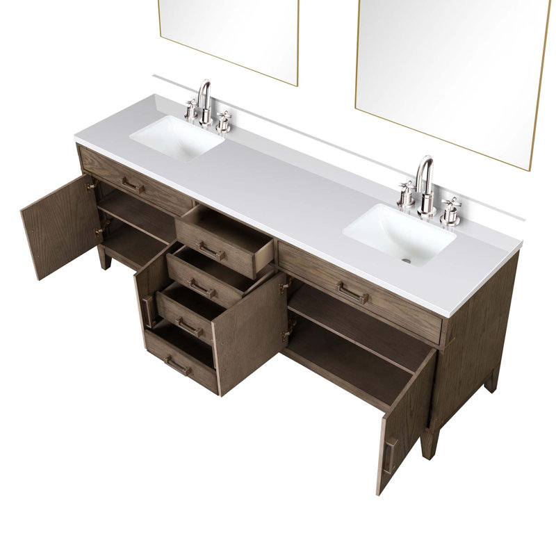 Freestanding Double Bath Vanity With Faucet Set And Mirrors