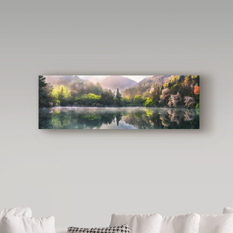 « matinée calme field », reproduction de photo sur toile tendue, H 10 po x l 32 po x P 2 po