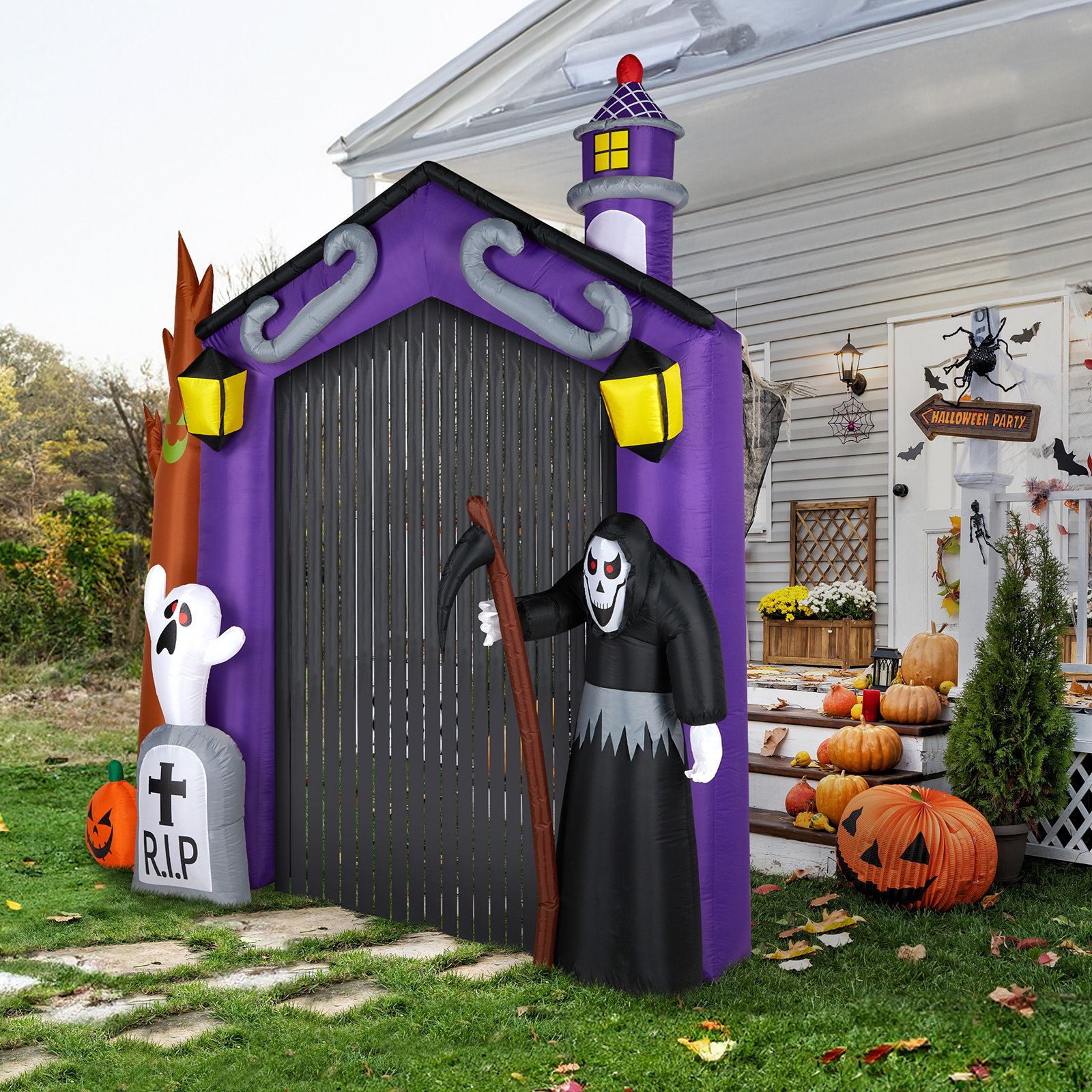 The Holiday Aisle® 9.8FT Death Gravestone Archway Inflatable Halloween