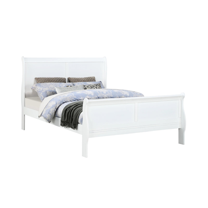 Tête de lit pleine grandeur en bois massif blanc de la collection, lits à tiroirs, lit à profil bas confortable d'une seule pièce pour le style