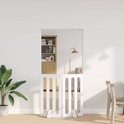  Folding Pet Fence Engineered Wood Living Room Flexible Easy Assembly