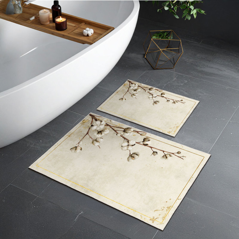 Ultra-Soft Bathmat Set (2 Pieces), Beige, 19.7 x 23.6 inches & 23.6 x 39.4 inches | 100% Polyester, 650 g/m², 0.2 in Pile Height | Non-Slip Dot Base, Machine Washable, Perfect for Bathroom Comfort & Safety