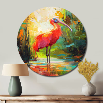 Josyiah - oiseau, décoration murale ronde en métal, reproduction d'art moderne en métal rouge