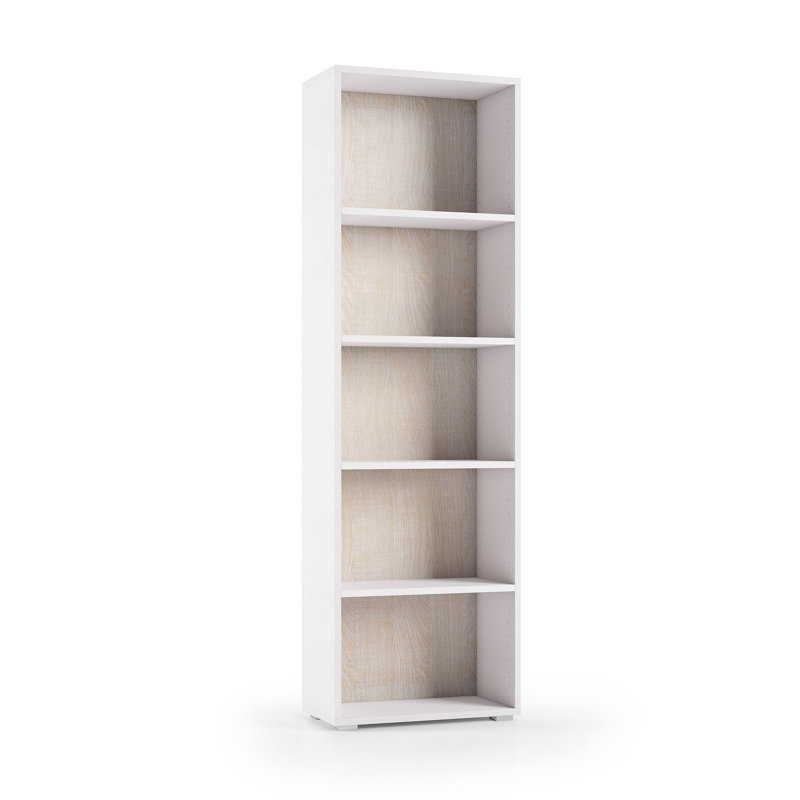 Gurtha 195cm H x 60cm W Standard Bookcase, White/Oak
