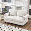 Élégant et tendance 59,5 po 2 places beige, rembourré, accoudoir rond avec décoration clous argentés, pieds en bois massif, siège à ressorts hélicoïdaux confortable, housses amovibles, rangement caché moderne-1248514967