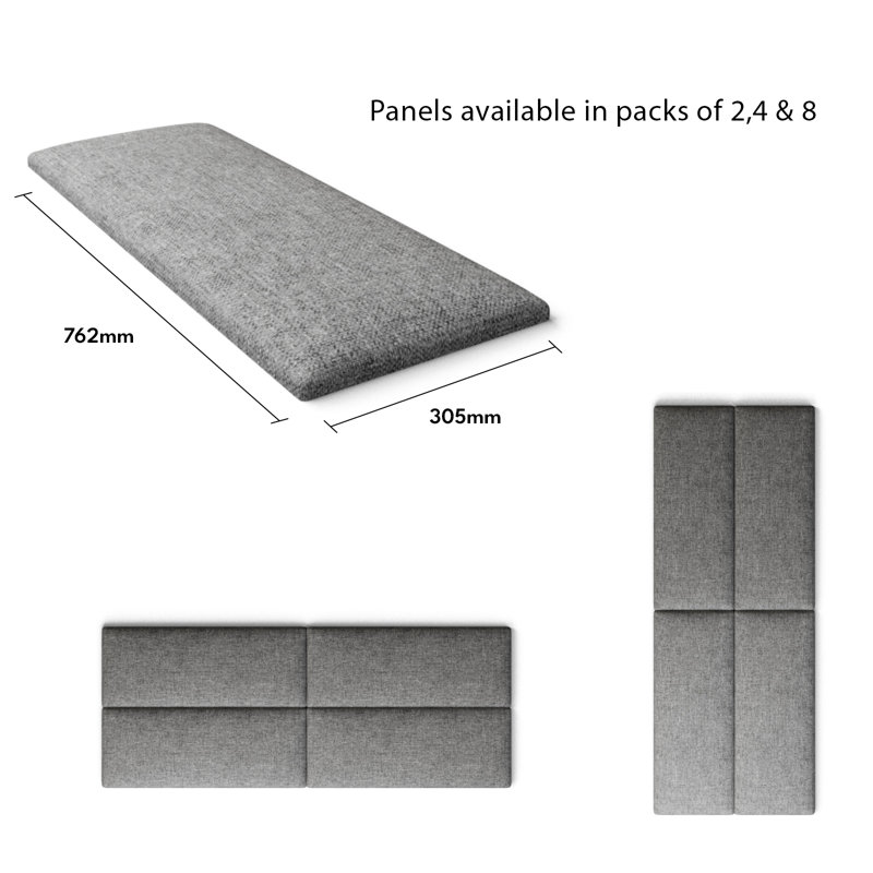 Kalissa 30 cm x 75 cm Peel and Stick Upholstered Wall Paneling in Grey