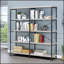 Bibliothèque ouverte à 4 tablettes en bois flotté gris, parfaite pour le rangement moderne et la présentation durable