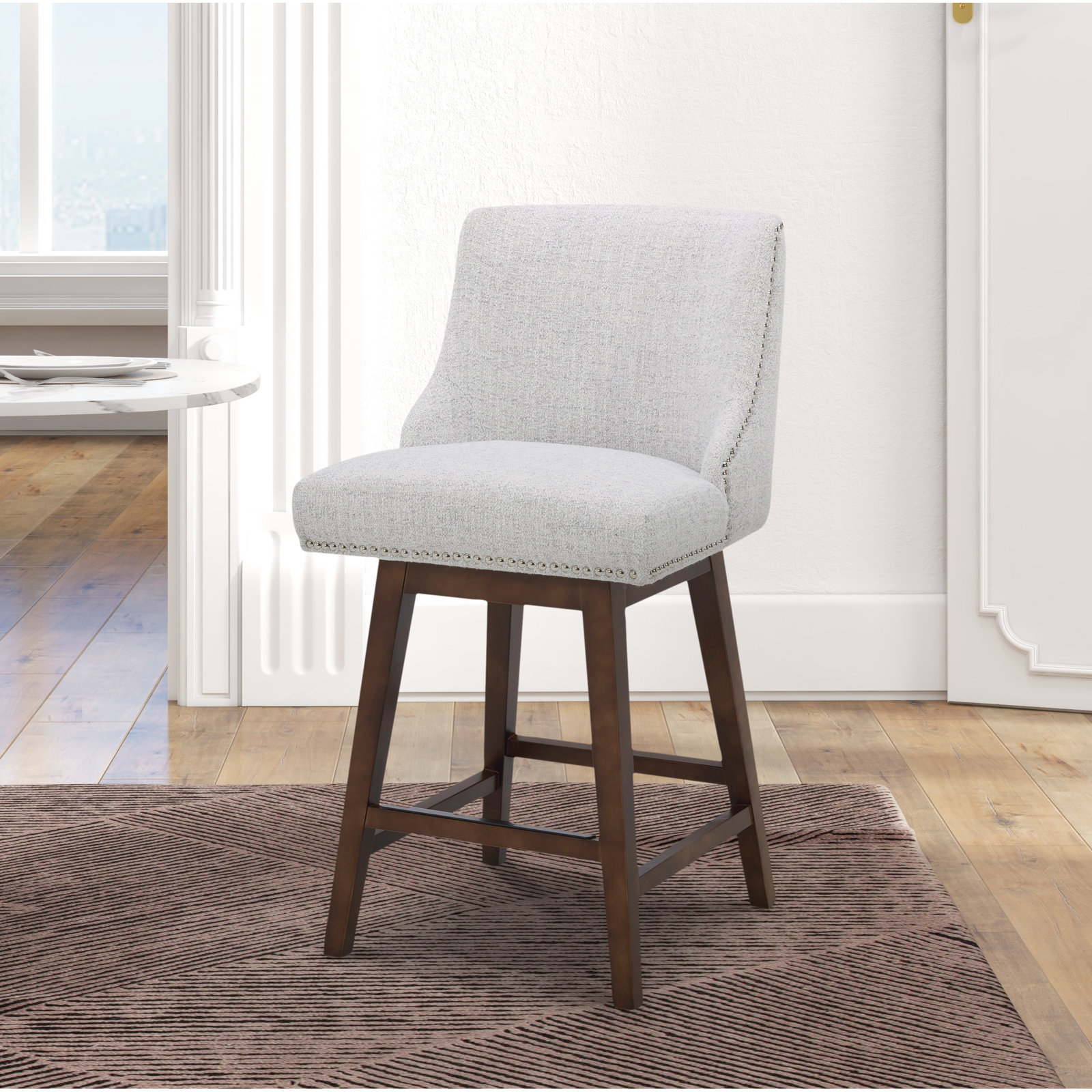 Orbay 26" Swivel Bar Stool, Gray Heathered