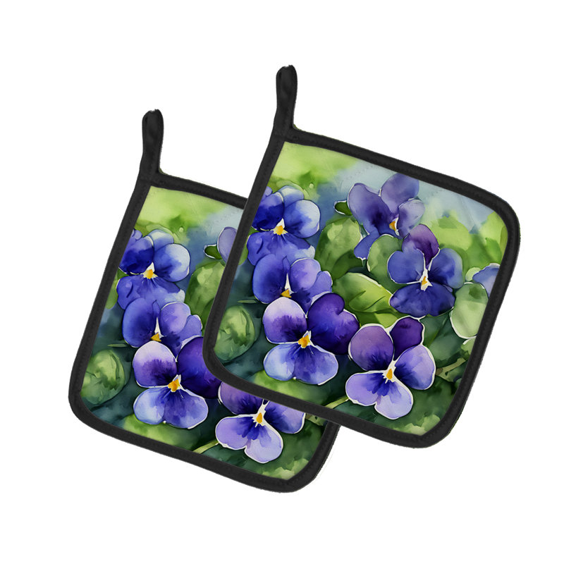 Paire de supports à casserole Rhode Island Violets in Watercolor