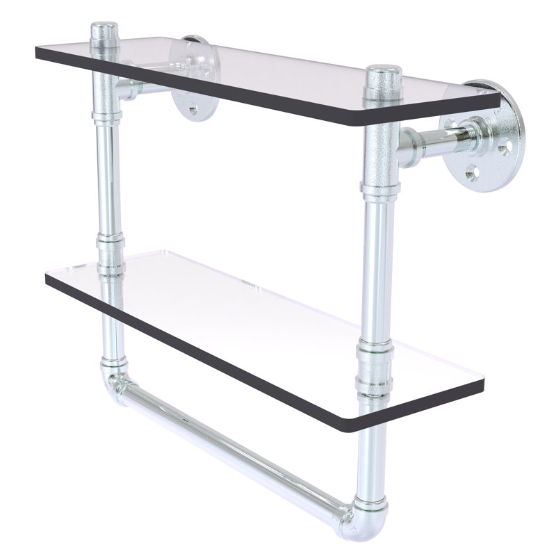 Tablette murale Bayer, H 13,2 po x l 16 po x P 5,6 po, Chrome poli