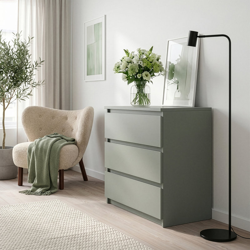 77.2 cm W Chest of 3 Drawers, Green