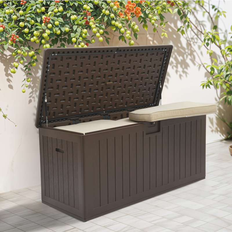 Boîte de rangement verrouillable en résine Balconera 150 gallons, Brun, 150