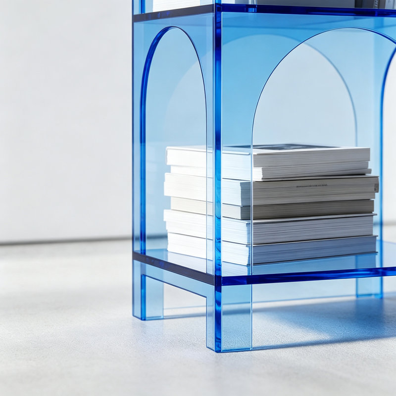Bibliothèque arquée en acrylique, Bleu